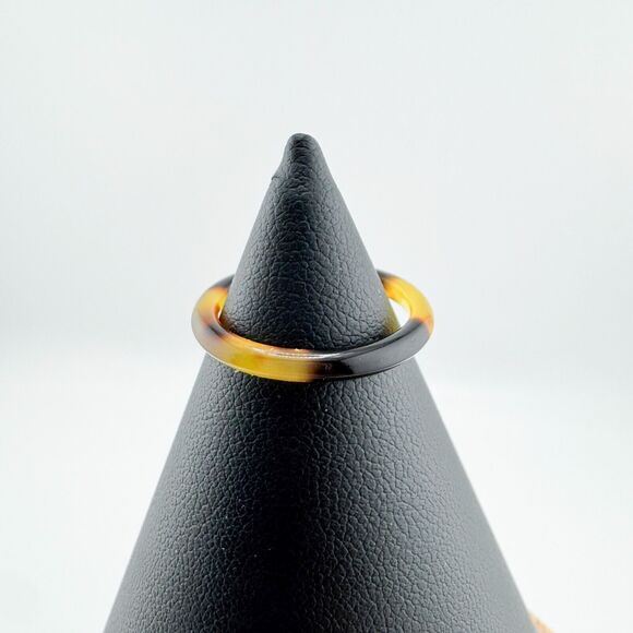 Vintage Brown Tan Band Ring Minimalist Dainty Neutral Preppy Earthy Retro MCM - Picture 4 of 7